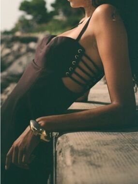 Maeve Deep Plum Strapless Mini Dress